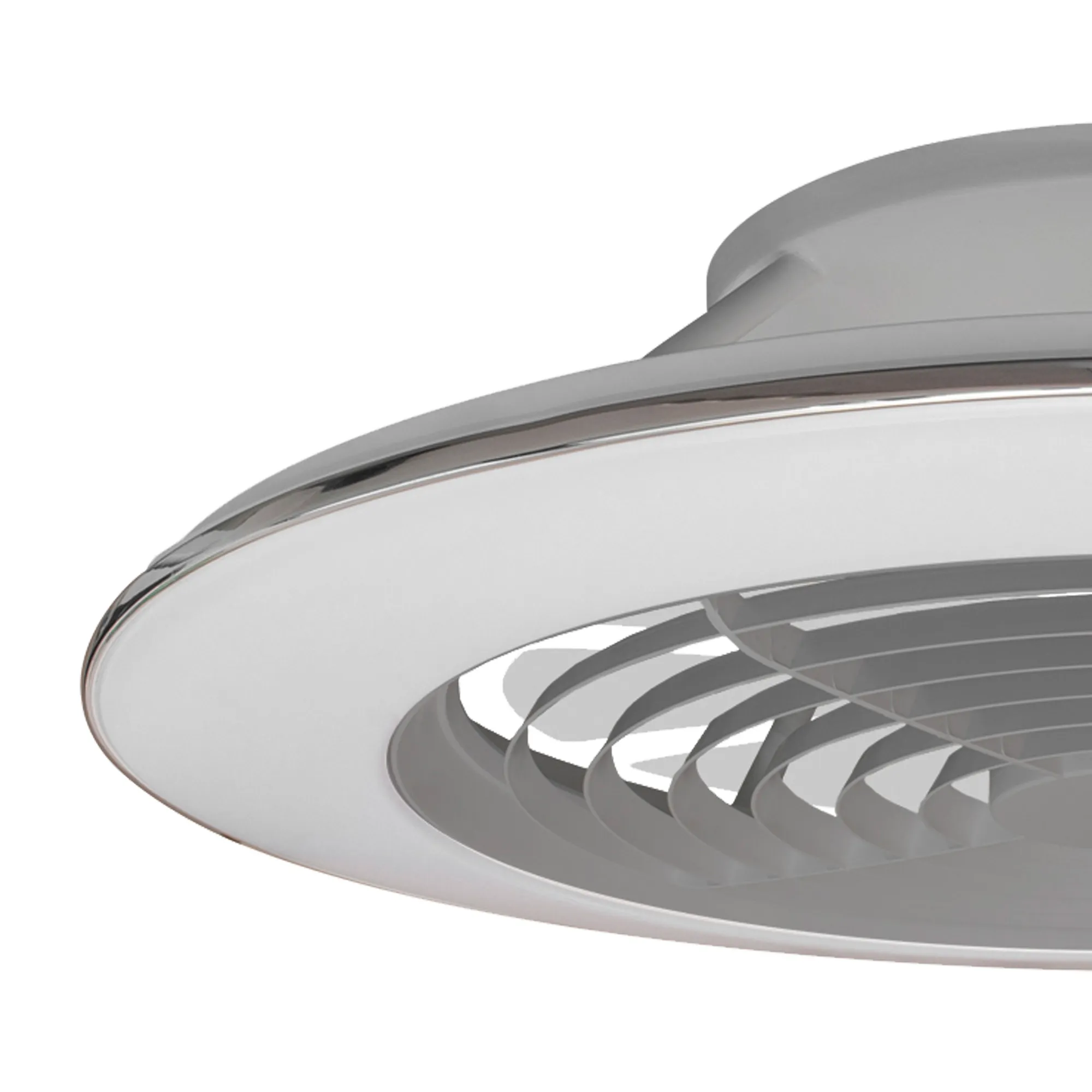 Alisio XL 73.5cm 95W LED Dimmable Ceiling Light & 58W DC Fan With Single Speed Reverse, Silver c/w Remote, APP & Alexa/Google Voice Control, 5900lm M7491  Mantra Ventilacion Alisio XL